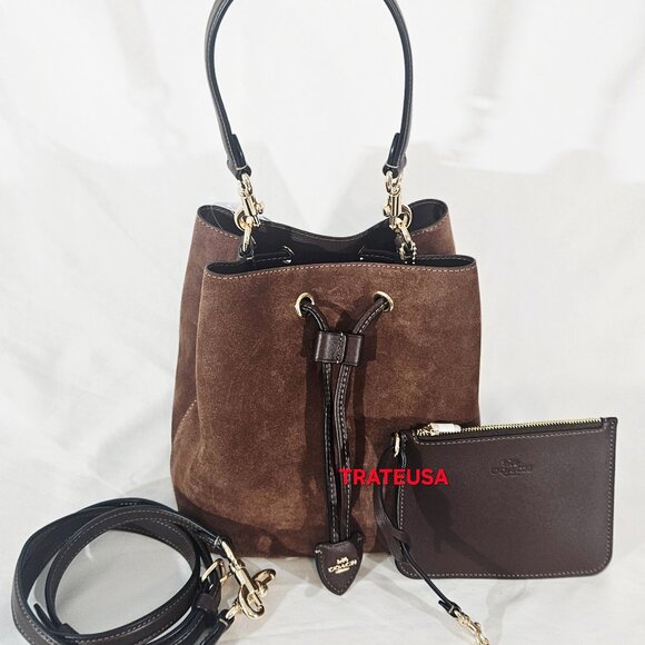 NWT Coach Rowan Bucket Bag Suede Vintage Brown CCC78 Authentic Packed - Picture 2 of 16